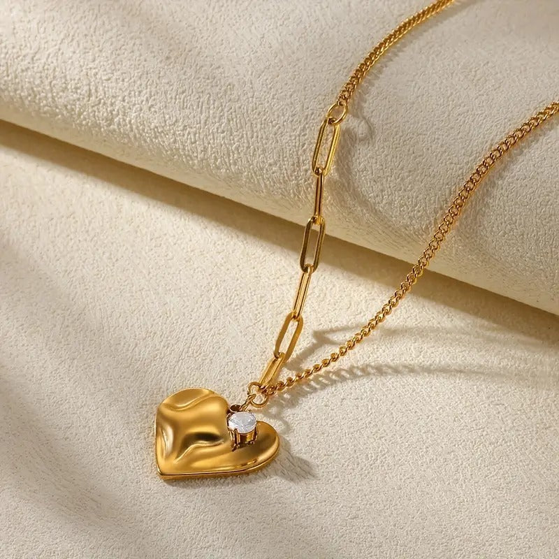 Vintage Golden-Tone Heart Pendant Necklace