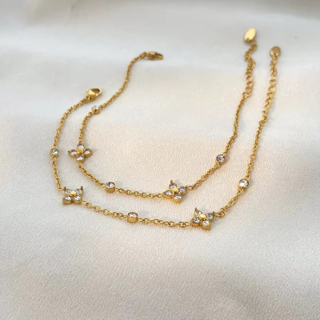 Stylish Clover Design Gold Plated Bracelet