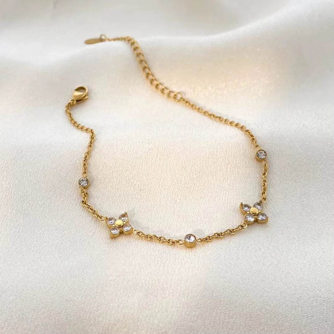 Stylish Clover Design Gold Plated Bracelet