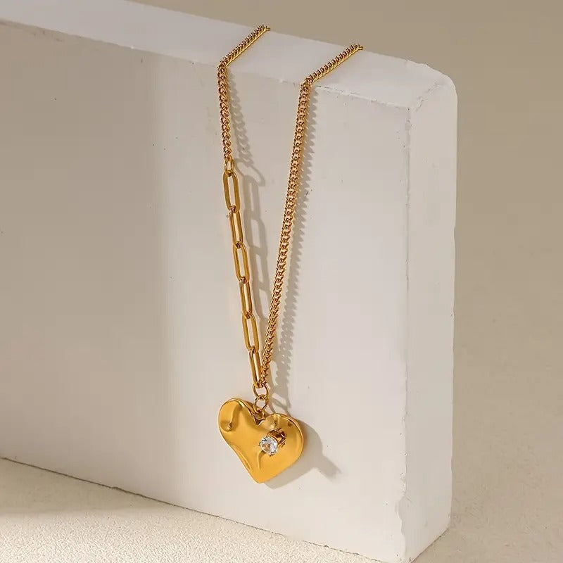 Vintage Golden-Tone Heart Pendant Necklace