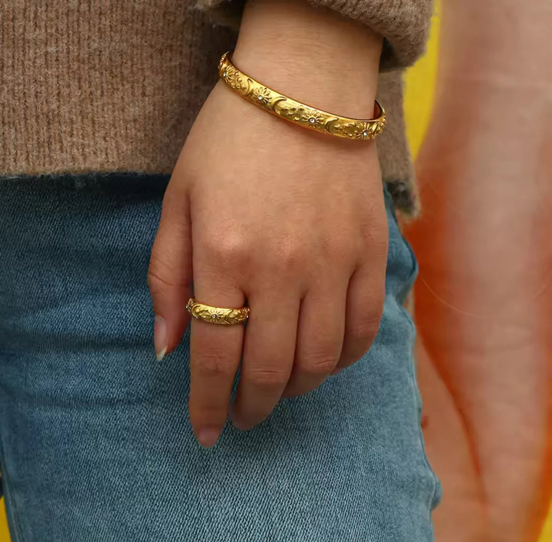 Boho Celestial Sun & Moon Gold Bracelet