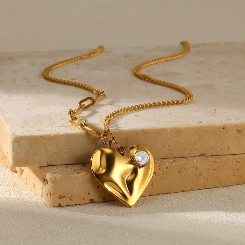 Vintage Golden-Tone Heart Pendant Necklace