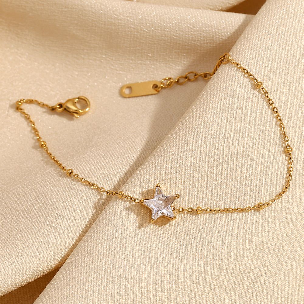 Dainty Gold Plated Crystal Star Bracelet