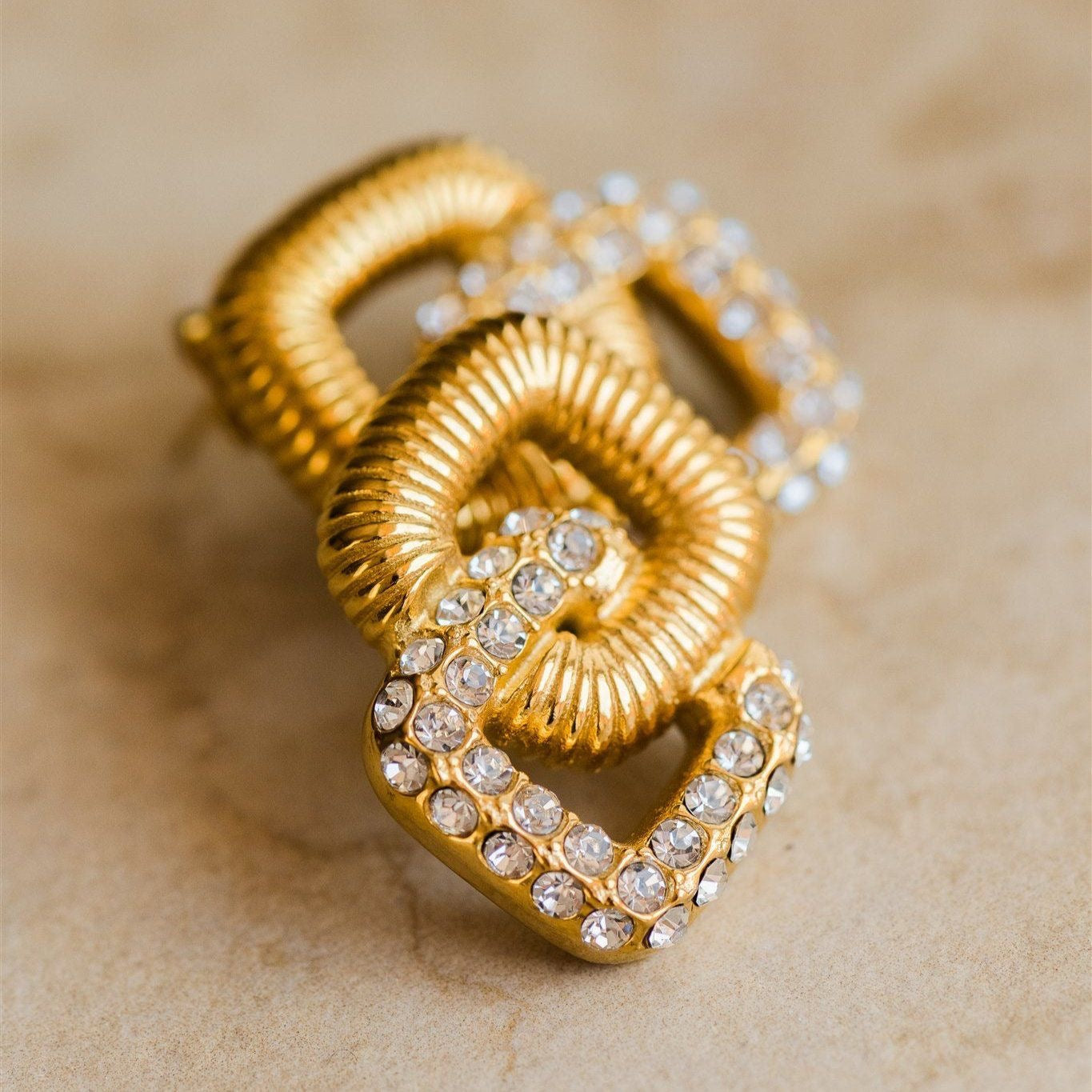 Premium 18K Gold Plated Rhinestone Square Drop Earrings