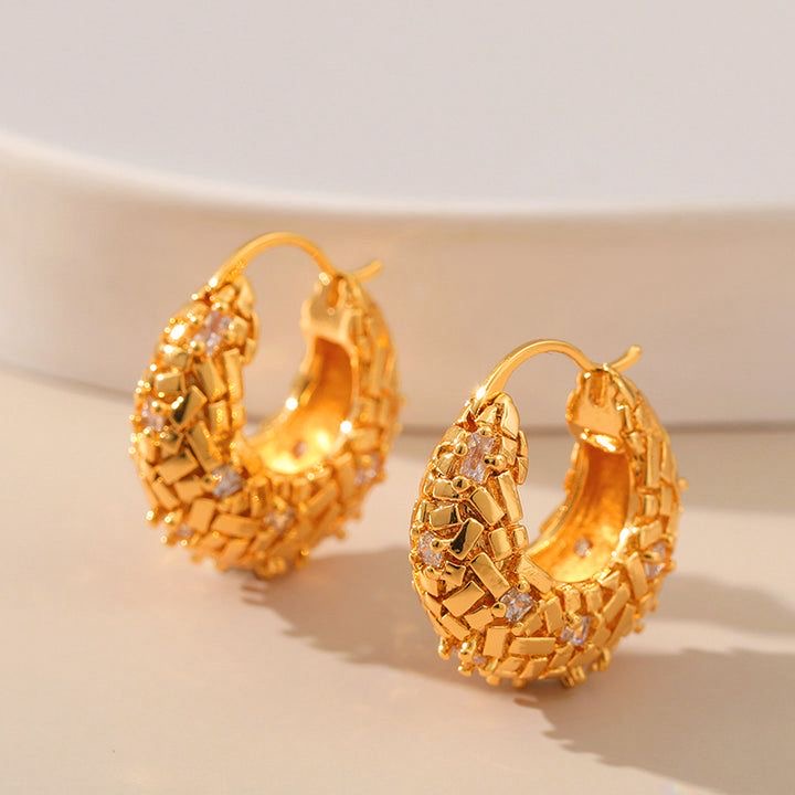 Chunky Gold Woven Hoop Earrings