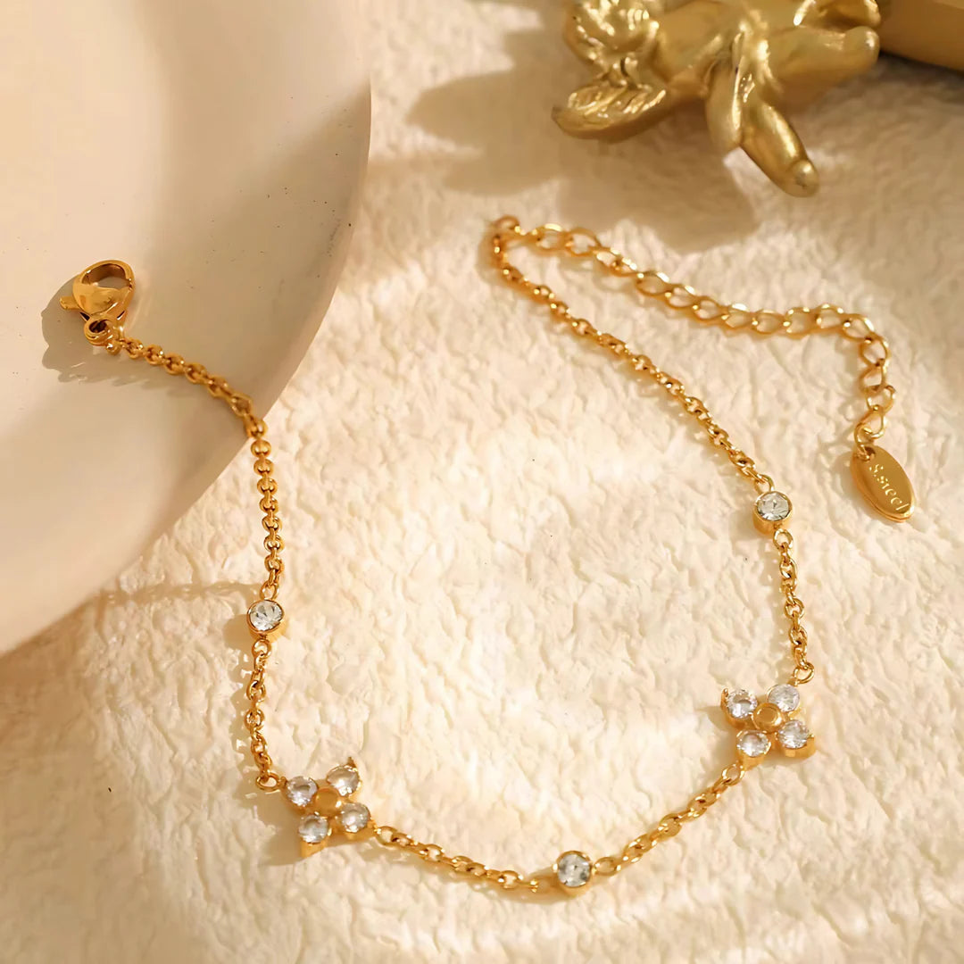 Stylish Clover Design Gold Plated Bracelet