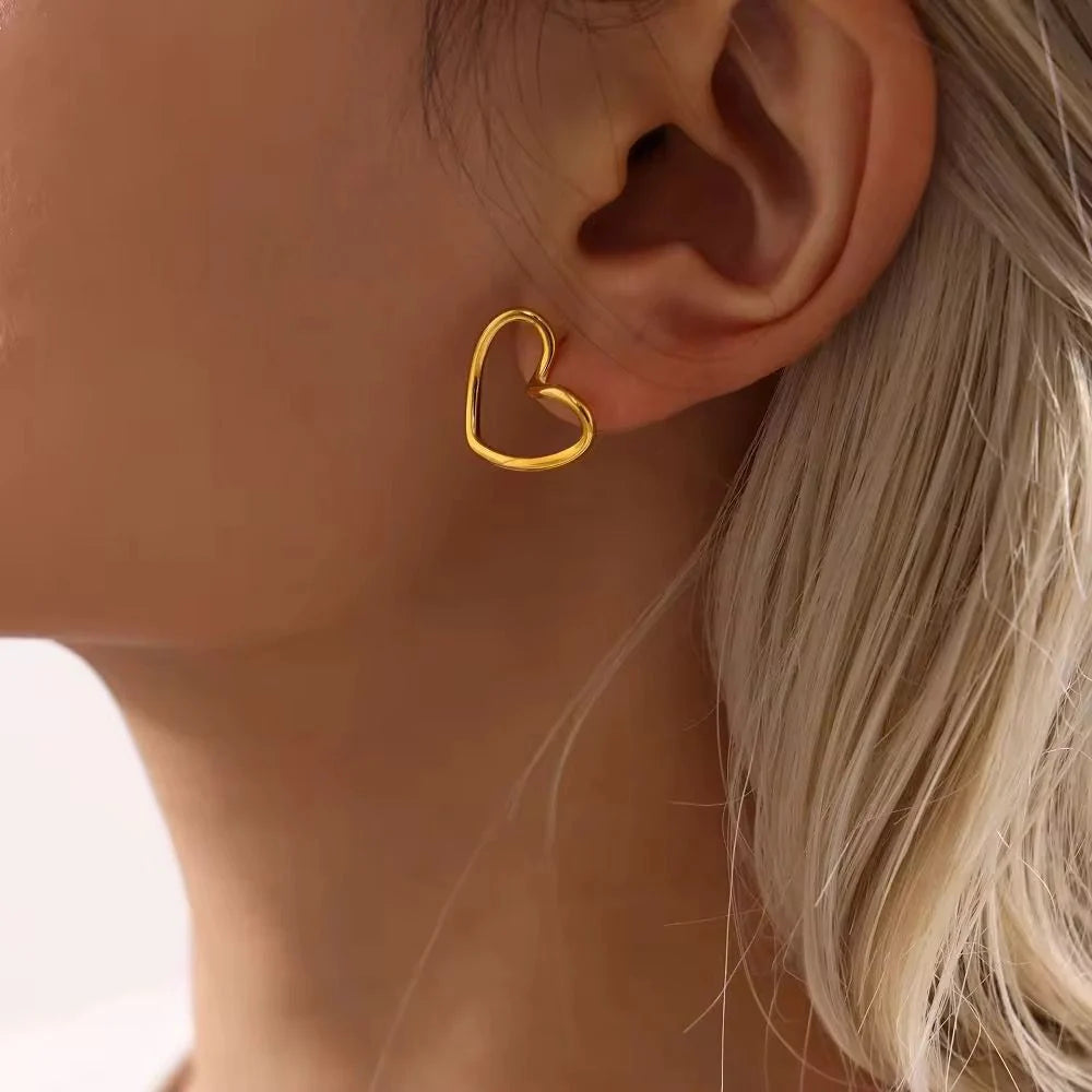 Gold Plated Open Heart Earring