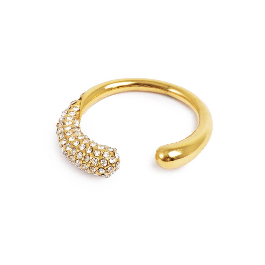 Gold Plated Crystal Pave Open Ring