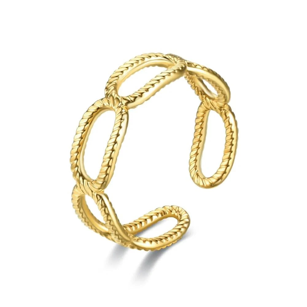 Minimalist Gold Plated Rope Ring (Adjustable)