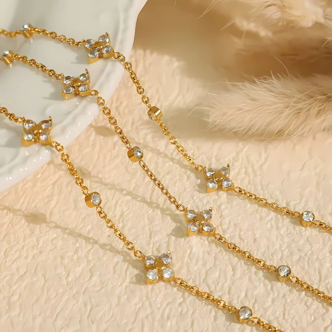 Stylish Clover Design Gold Plated Bracelet