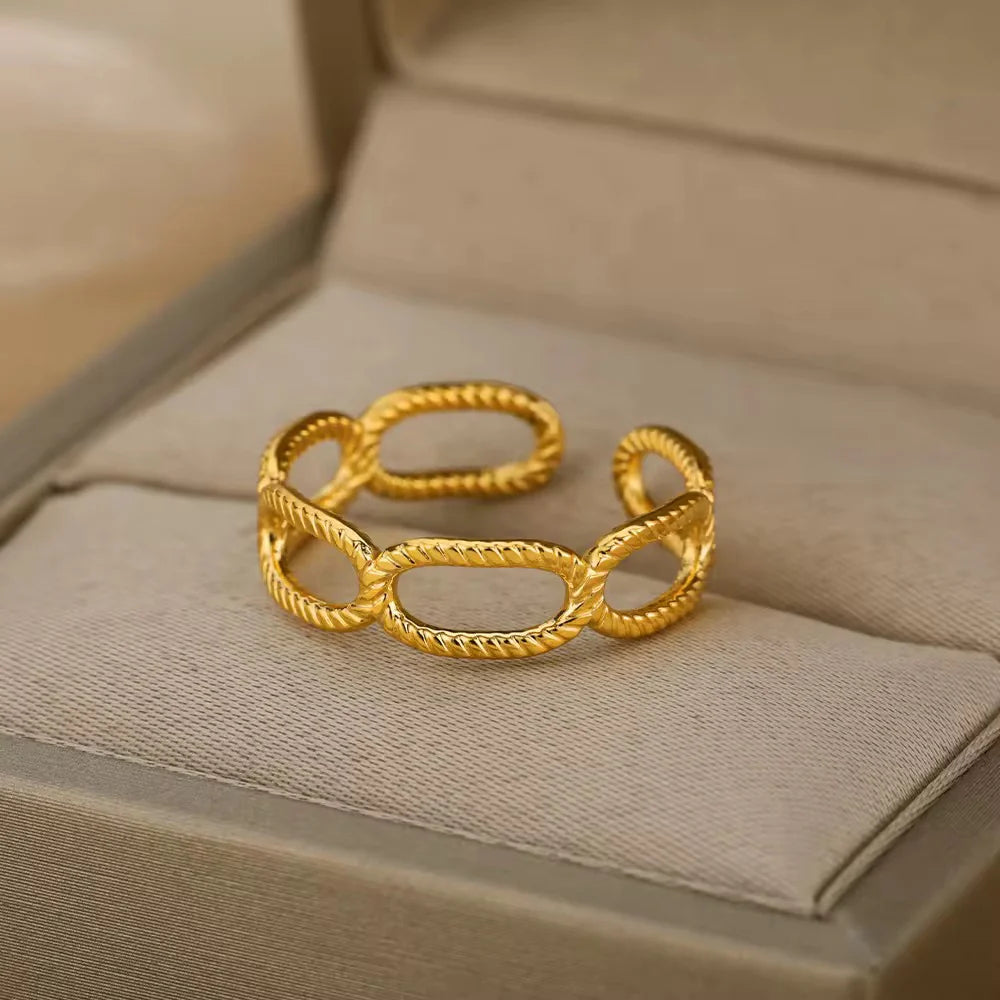 Minimalist Gold Plated Rope Ring (Adjustable)