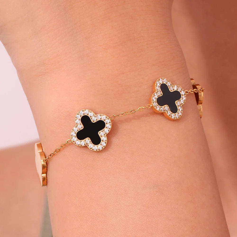 Cartier Love Bangle With Midnight Clover Bracelet & Tennis Bracelet