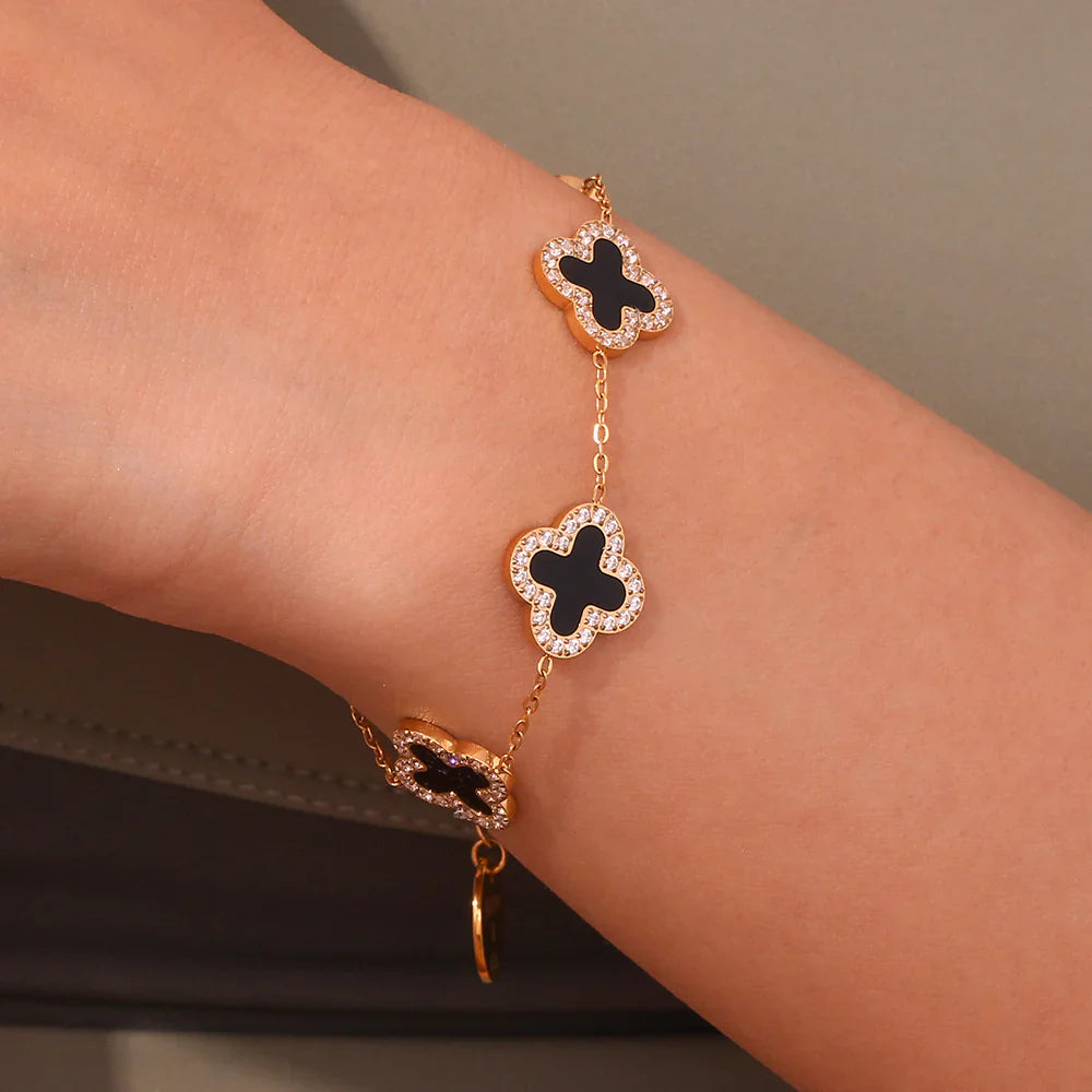 5 Clover Midnight Bracelet And Cartier Love Bangle Stack