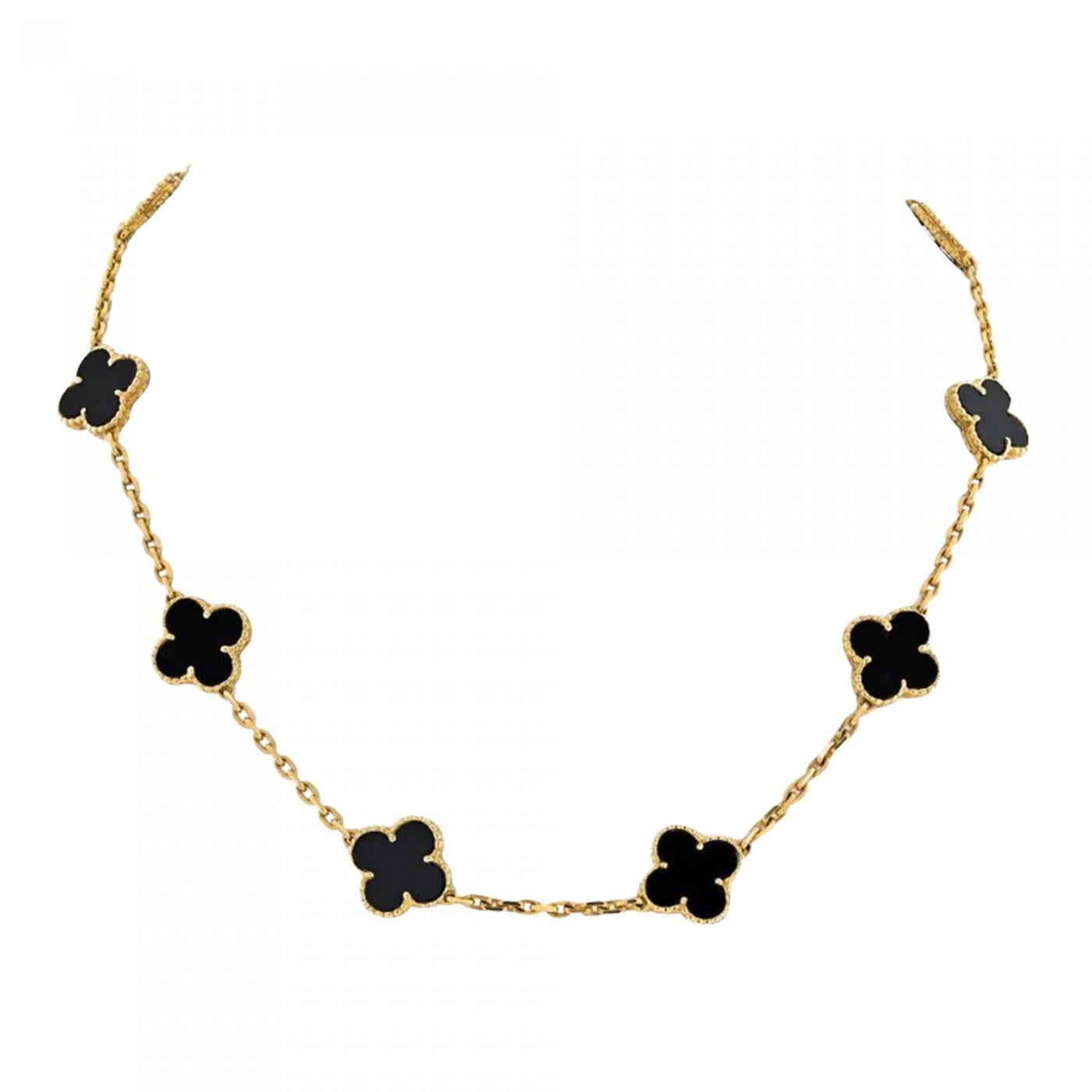 Two Sided B&W 7 Leaf Clover Necklace