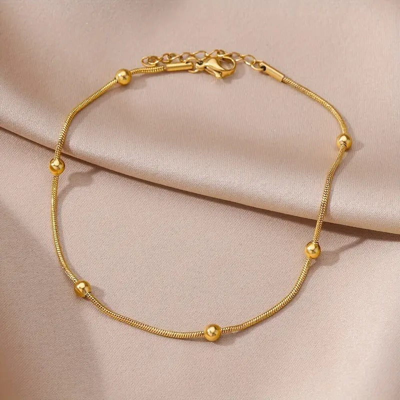 Stainless Steel Bead Decor Anklet