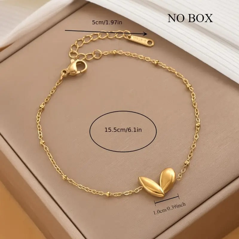 Stainless Steel Heart Charm Bracelet