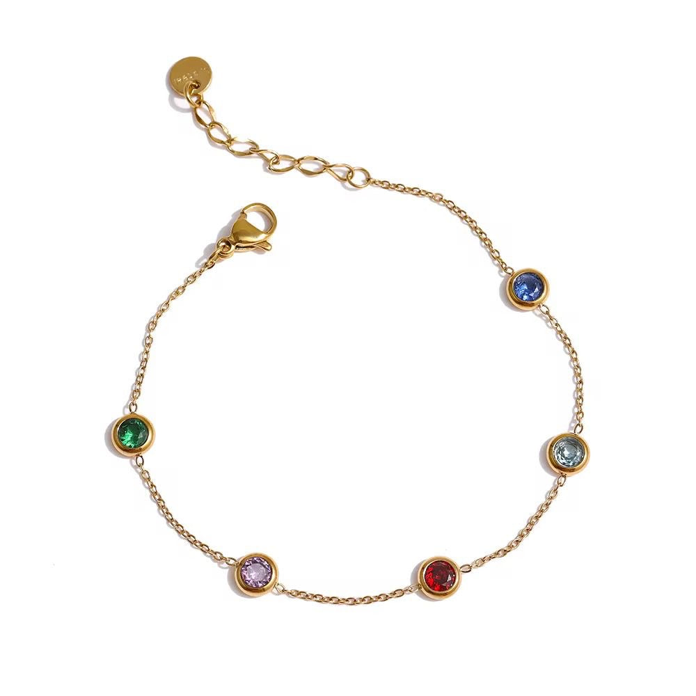 Rainbow Crystal Gold Plated Bracelet