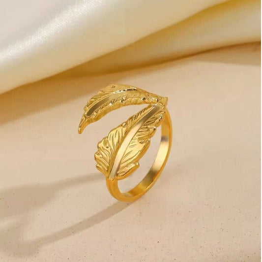 Gilded Feather Adjustable Ring