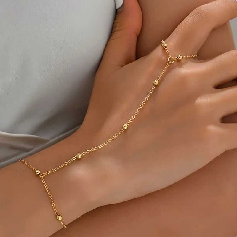 Gold Plated Beaded Ring Bracelet