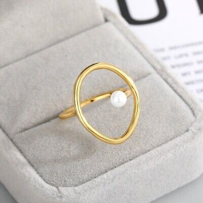 Hollow Pearl Adjustable Ring