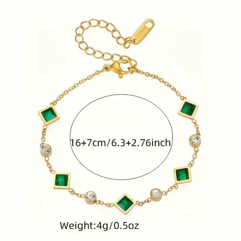 Emerald Solitaire Chain Bracelet