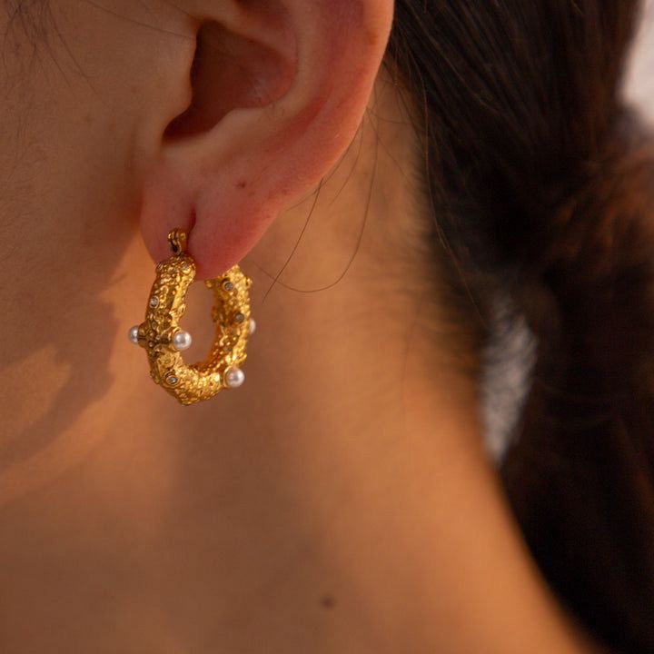 Luxury Baroque Pearl Hoop Earrings