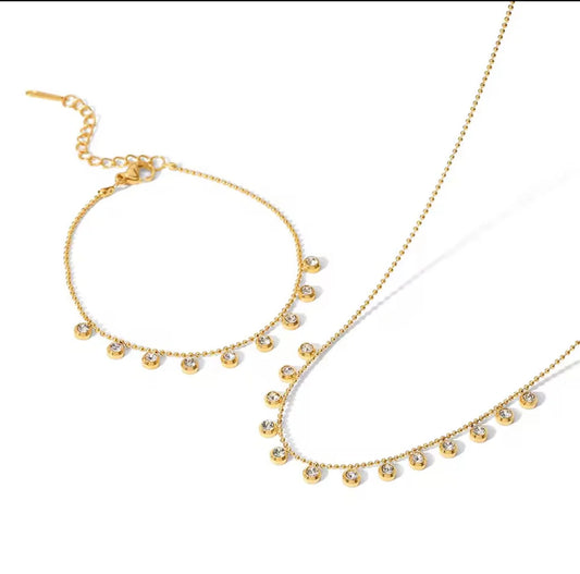 Sparkling CZ Charm Chain Jewelry Set