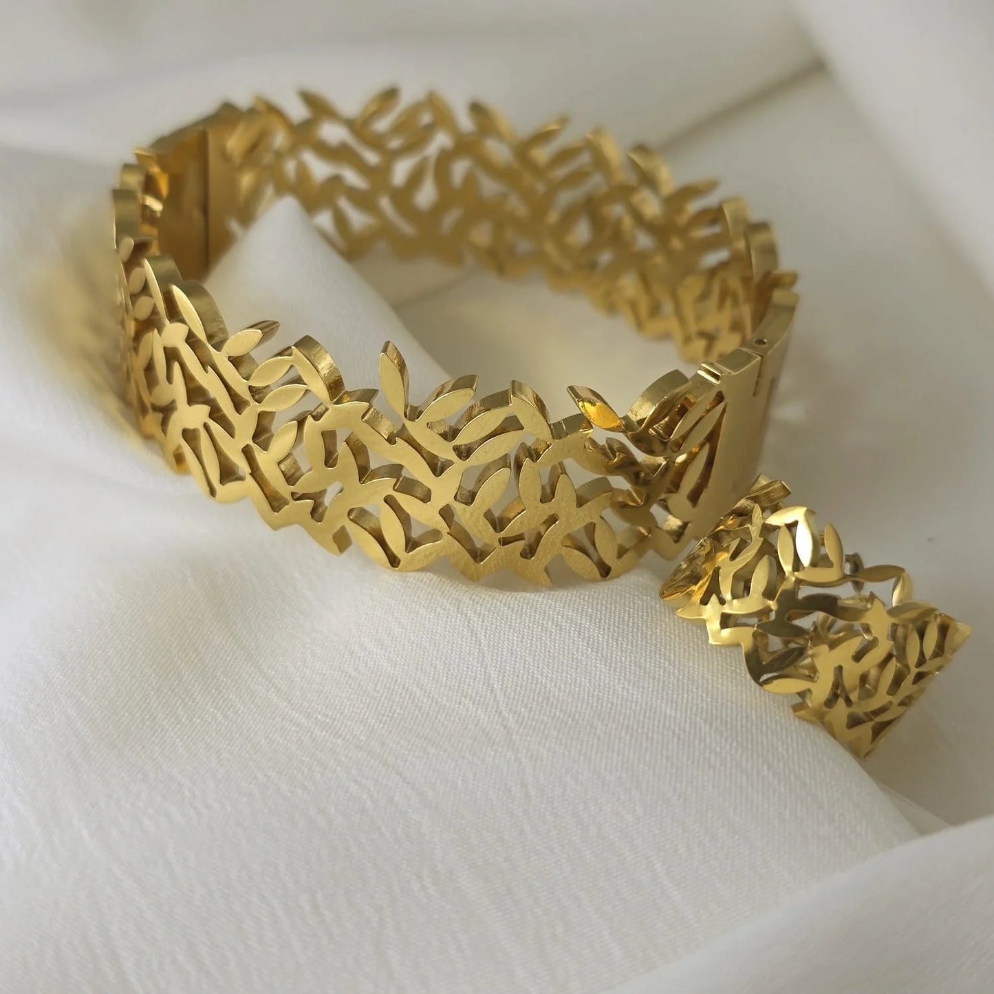 Cluster Bangle & Ring Set (Adjustable Ring)