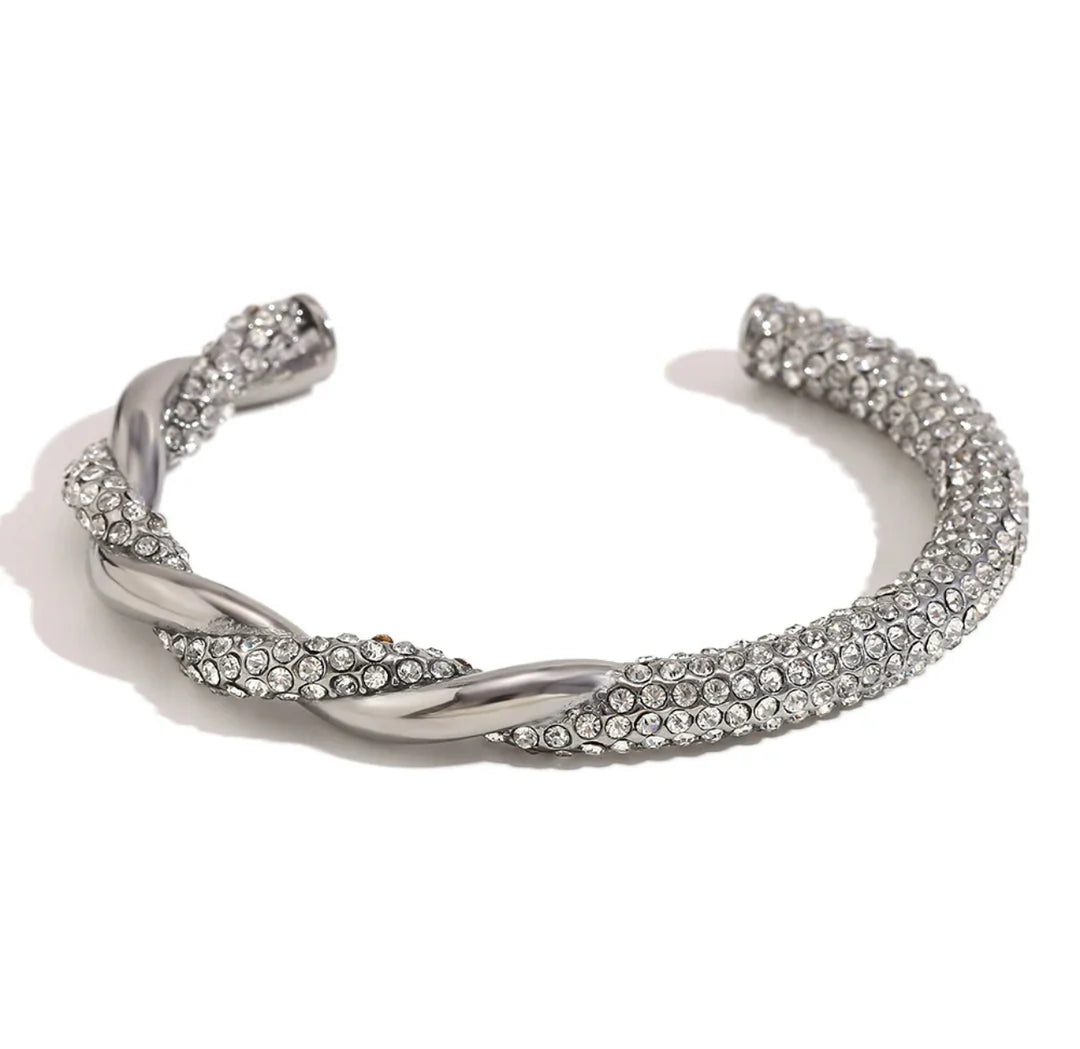 Crystal Pave Twisted Cuff Bracelet