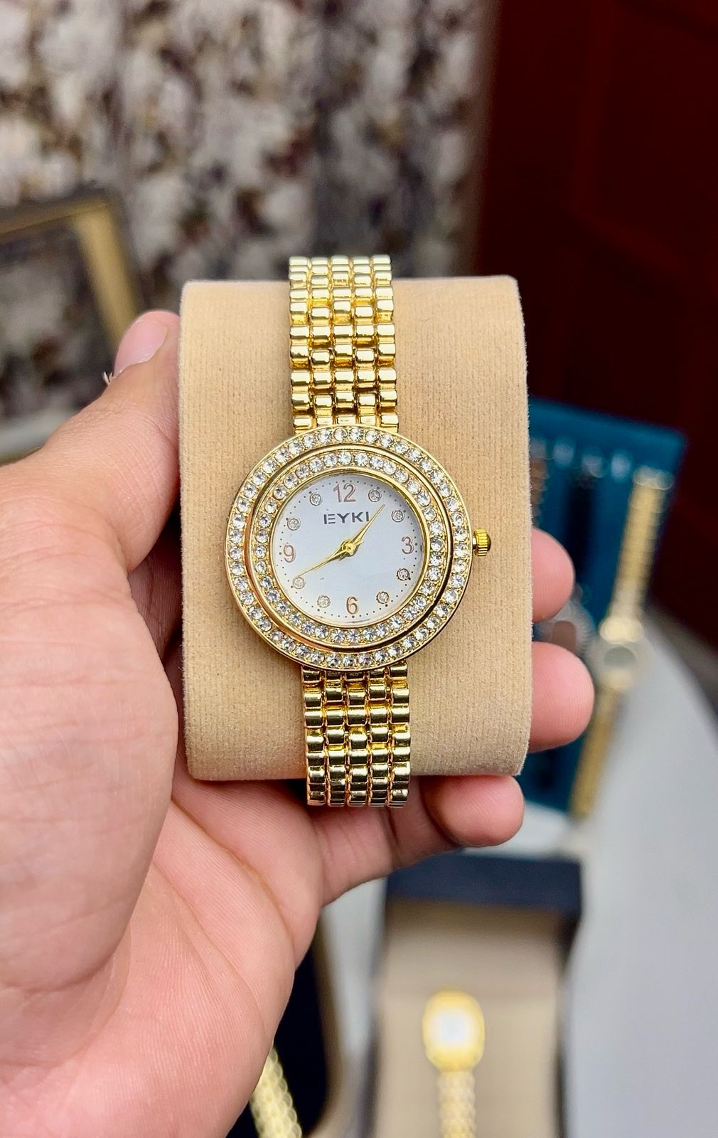 EYKI Gold-Tone Impeccable Diamond Swiss Stainless Steel Watch