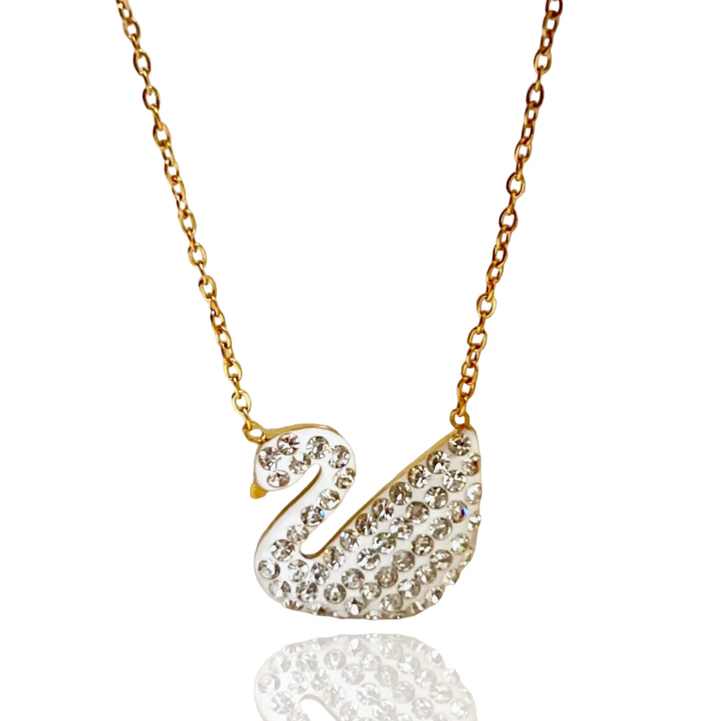 Silver swan necklace