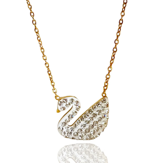 Silver swan necklace